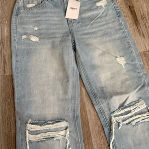 VERVET Light Blue Distressed Wide Leg Jeans